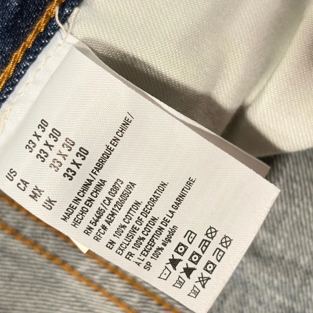 American Eagle Slim Straight Distressed Jeans Blue Mens 33x30 Indie Skate Grunge